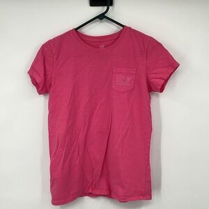 Girls Vineyard Vines Short‎ Sleeved Cotton Pocket Tee large Pink